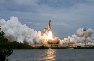Launch of Atlantis on STS-135, the final space shuttle mission.